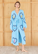 Cie Cie and Co Azure Long Robe in Sardine + Coral Print