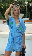 Azure Robe Short Sleeve Set in Sardine and Coral Print by Cie Cie + Co