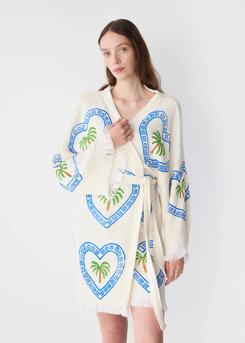 Cie Cie and Co Natural Midi Robe in Palm Tree
