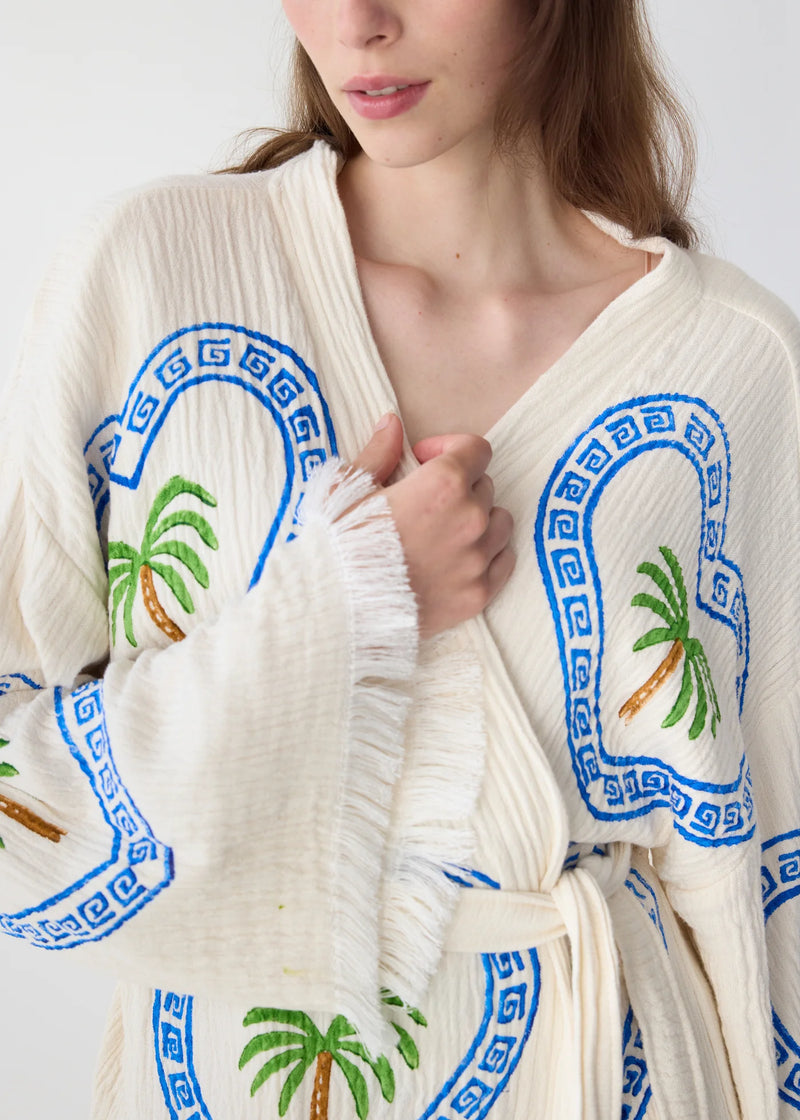 Cie Cie and Co Natural Midi Robe in Palm Tree