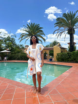 Cie Cie and Co Natural Midi Short Sleeve Robe in Light Blue Heart and Sea Star