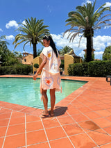 Cie Cie and Co Natural Midi Short Sleeve Robe in Light Blue Heart and Sea Star