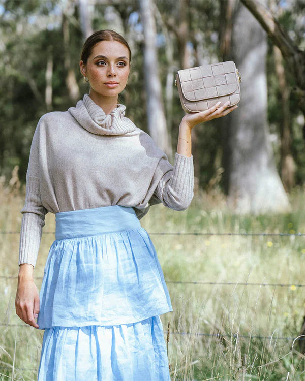 CLARA WEAVE CROSSBODY BAG in Fawn by ARLINGTON MILNE