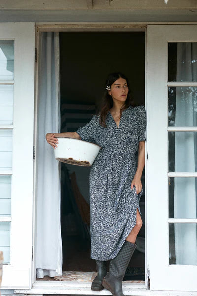COVEN DRESS in Hampstead Floral Navy + Ivory, by Lilya
