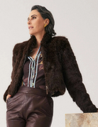 DAWN FAUX FUR CROPPED JACKET in Walnut by OnceWas