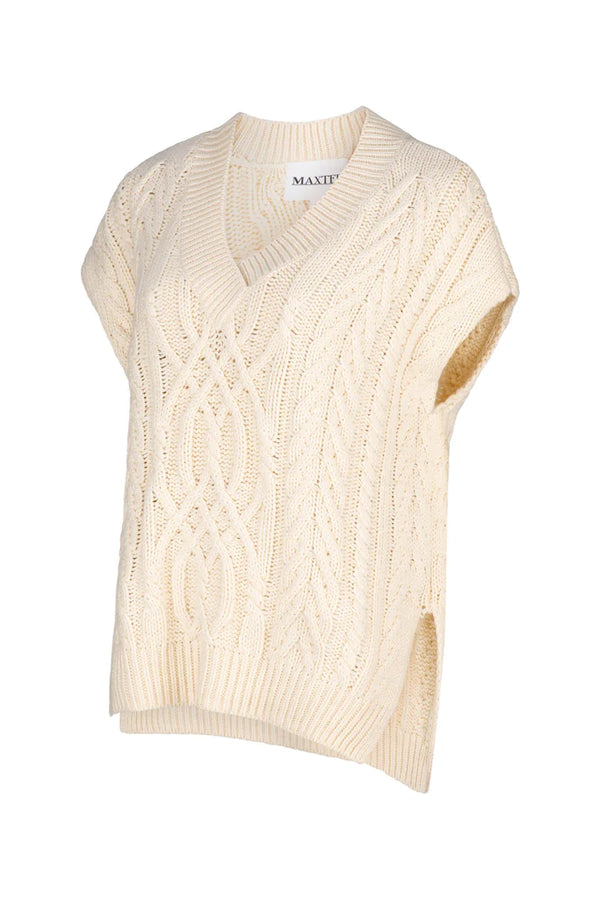 SLEEVELESS CABLE in Ivory from Maxted