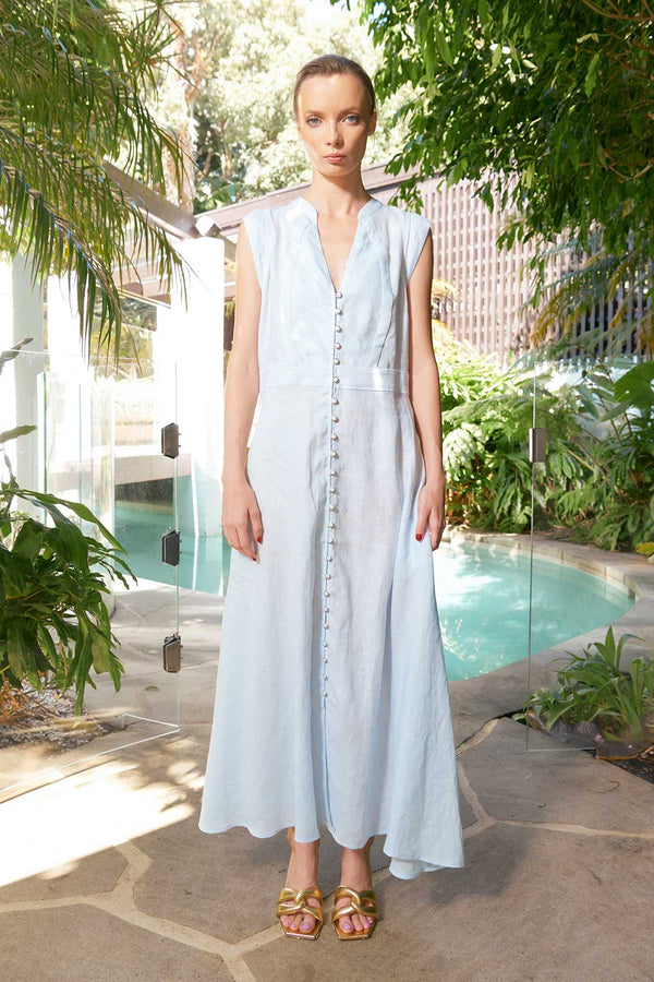 SUMMER LINEN MAXI DRESS | Sky