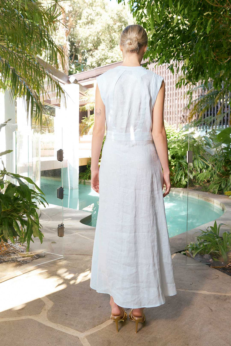 SUMMER LINEN MAXI DRESS | Sky