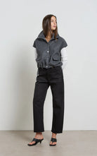 DINA CROPPED BARREL JEAN in Black by Dricoper