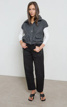 DINA CROPPED BARREL JEAN in Black by Dricoper