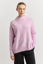 DROP SHOULDER MOCK NECK KNIT in Powder Pink by Toorallie