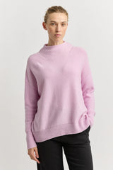 DROP SHOULDER MOCK NECK KNIT in Powder Pink by Toorallie