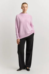 DROP SHOULDER MOCK NECK KNIT in Powder Pink by Toorallie