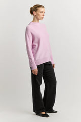 DROP SHOULDER MOCK NECK KNIT in Powder Pink by Toorallie