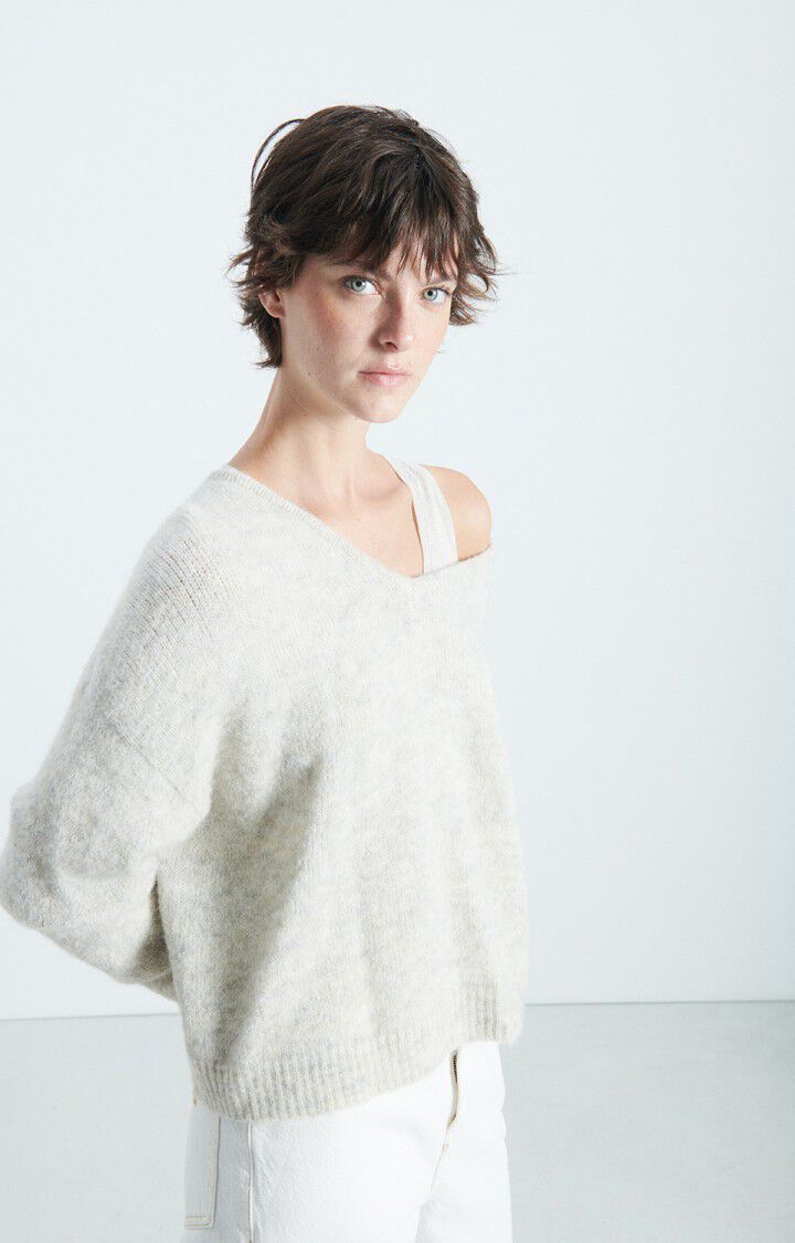 EAST V NECK JUMPER EAST18H in Mother of Pearl by American Vintage