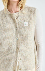 EAST19 SLEEVELESS CARDIGAN  in Powder Snow Melange by American Vintage