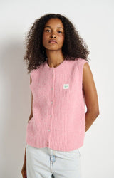 EAST19 SLEEVELESS CARDIGAN  in Orchid Melange by American Vintage