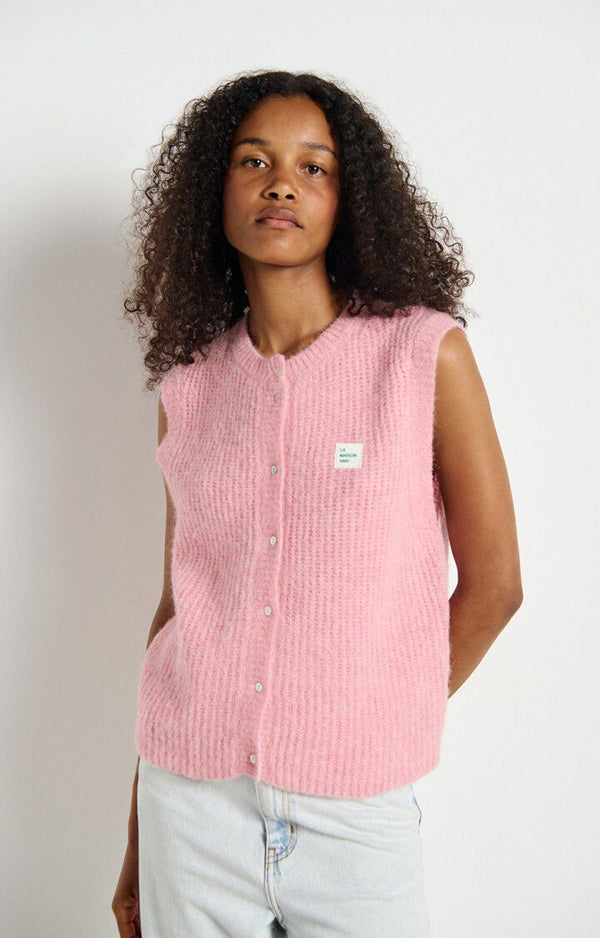 EAST19 SLEEVELESS CARDIGAN  in Orchid Melange by American Vintage