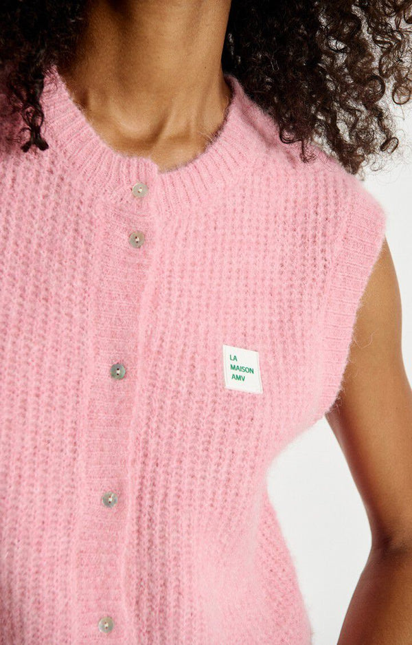 EAST19 SLEEVELESS CARDIGAN  in Orchid Melange by American Vintage