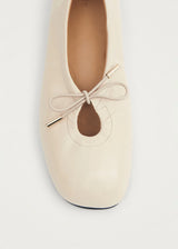 ROSALIND CREAM LEATHER BALLET FLAT by Alohas