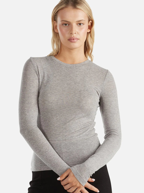 WILLOW LONG SLEEVE TOP in Charcoal Marle by Ena Pelly