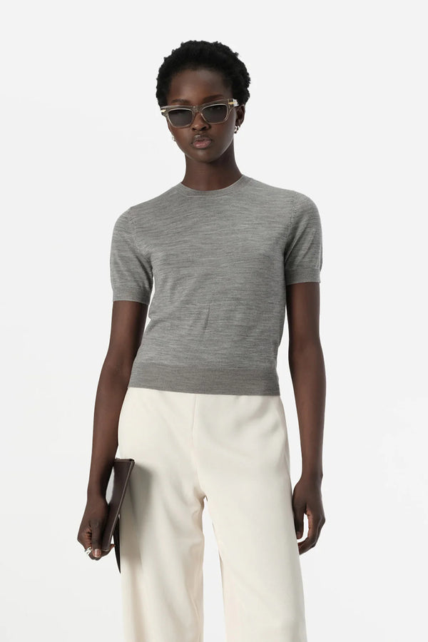 Elka Collective Ash Knit Tee in grey marle from Darling and Domain