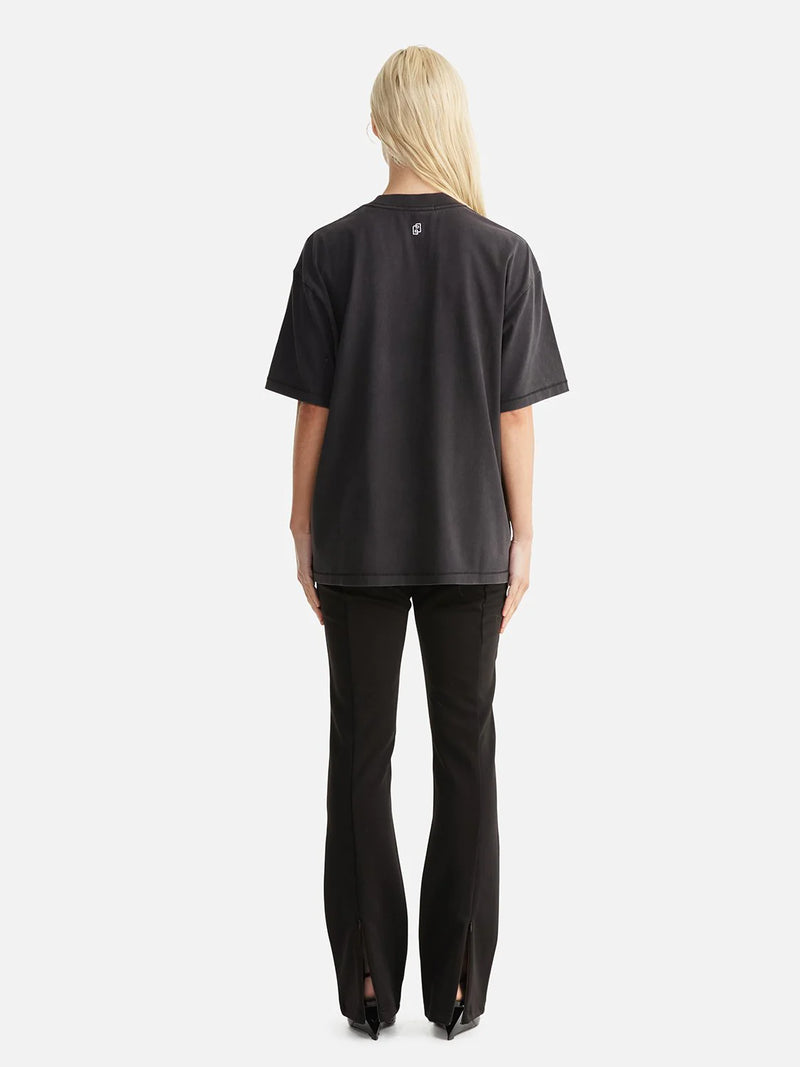 Ena Pelly Chloe Logo Oversized Tee in Vintage Black available at Darling and Domain