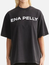 Ena Pelly Chloe Logo Oversized Tee in Vintage Black available at Darling and Domain
