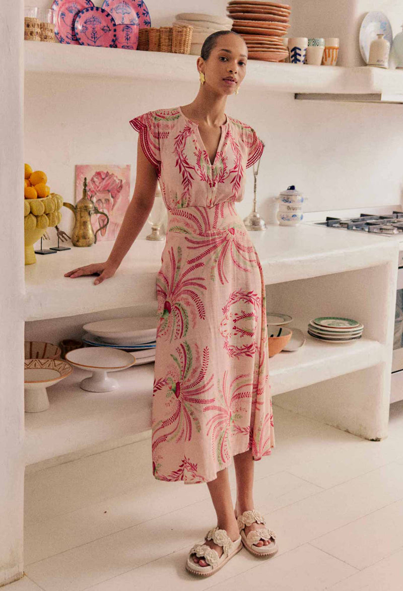 ESTRELLA LINEN VISCOSE YOKE SKIRT | Palmarosa