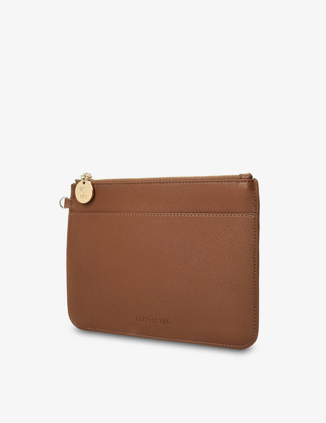 FLAT POUCH in Tan Saffiano by Elms + King
