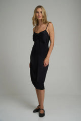 FEATHERSTONE LACE SLIP DRESS in Black