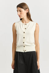 FINE BUTTON TANK | White