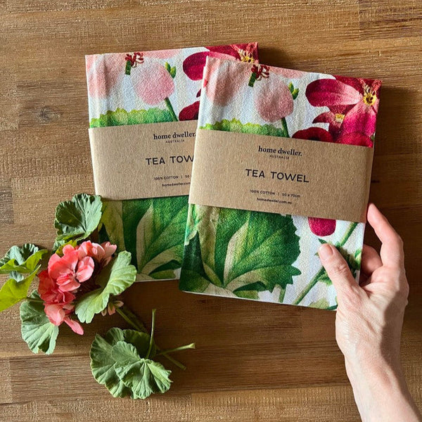 TEA TOWEL in Geranium by Home Dwellers