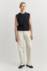 Grid Knit Vest in French Navy by Toorallie