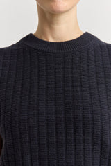 Grid Knit Vest in French Navy by Toorallie