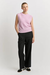 Grid Knit Vest in Powder Pink by Toorallie