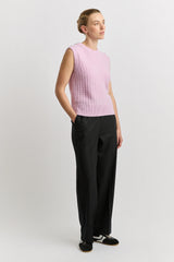 Grid Knit Vest in Powder Pink by Toorallie
