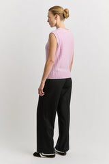 Grid Knit Vest in Powder Pink by Toorallie
