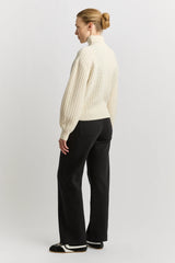 GRID KNIT ZIP THROUGH CARDIGAN in Ivory by Toorallie