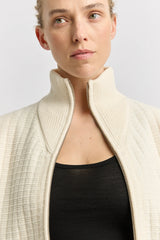GRID KNIT ZIP THROUGH CARDIGAN in Ivory by Toorallie
