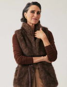 HAZEL FAUX FUR VEST in Walnut by OnceWas