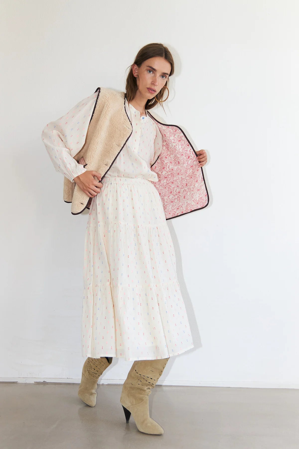 HAILEY LONG SLEEVE SHIRT in Creme by Lollys Laundry at Darling and Domain