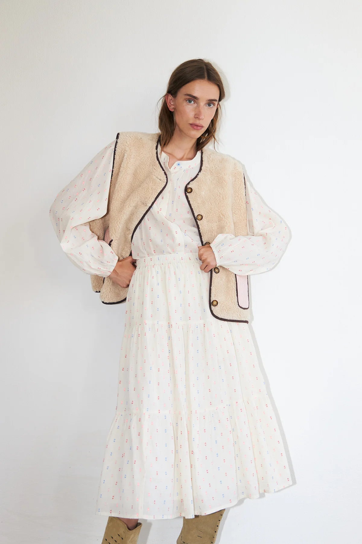 HAILEY LONG SLEEVE SHIRT in Creme by Lollys Laundry at Darling and Domain