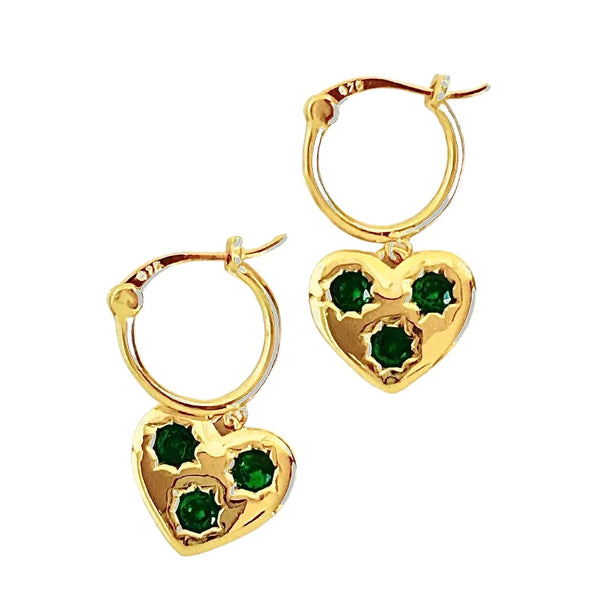 LOVE IS FOR YOU AND ME EARRINGS in EMERALD by Gold Sister