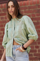 ISABELLA SHIRT in Grape Green by Kireina