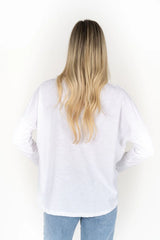 DIPPY LONG SLEEVE TEE in White by Humidity Lifestyle