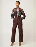 JOAN LEATHER STRAIGHT LEG PANT in Oxblood by OnceWas