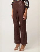 JOAN LEATHER STRAIGHT LEG PANT in Oxblood by OnceWas