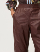 JOAN LEATHER STRAIGHT LEG PANT in Oxblood by OnceWas