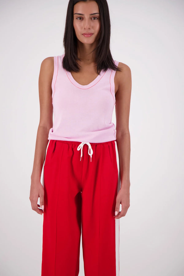 RIVIERA CONTRAST SCOOP KNIT TANK | Pink